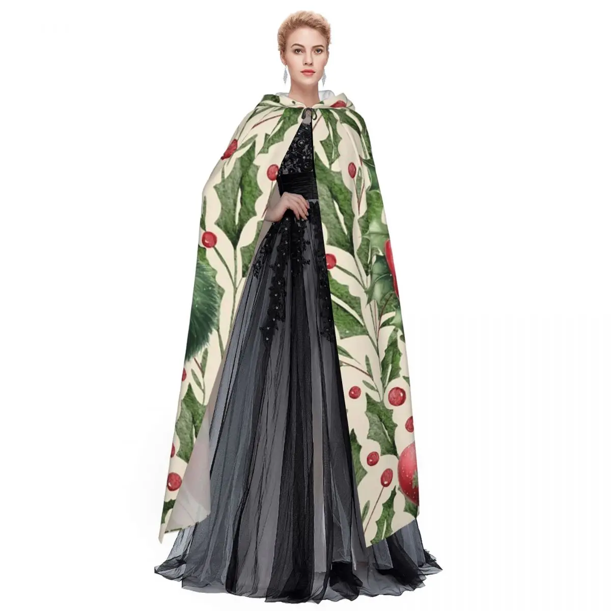 يوم عيد الميلاد عيد الميلاد سانتا كلوز عباءة طويلة مقنعين الساحرة القرون الوسطى زي تأثيري كيب HalloweenParty الكبار للجنسين