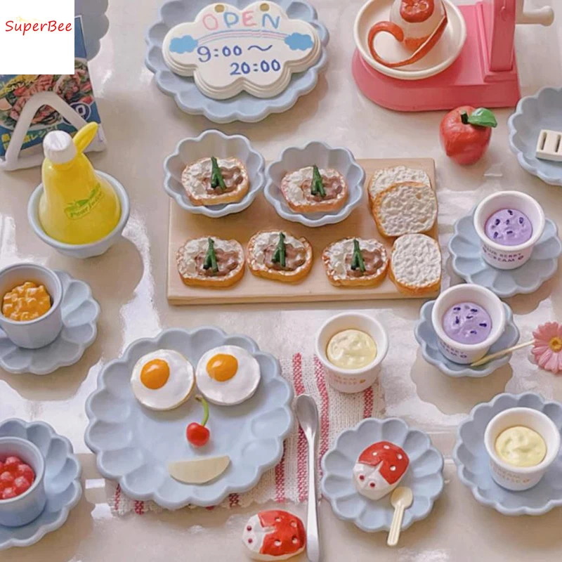 Dollhouse Mini Kitchen Nordic Lotus Pudding Spoon/bowl Pot Model for1/6 Bjd Ob11 Blyth Miniature Items Furniture Accessories