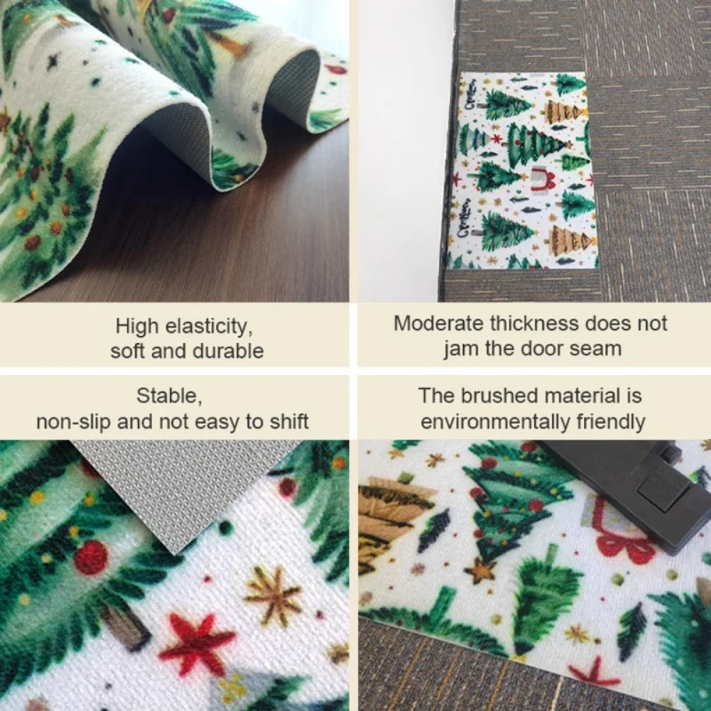 Christmas Entrance Mat Diatom Mud Foot Mat Bathroom Non-slip Absorbent Christmas Tree Carpet