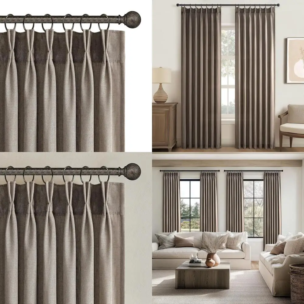 

108 темно-серых льняных штор, комплект из 2 панелей, полупрозрачные, в стиле бохо, длиной в пол, для гостиной и спальни