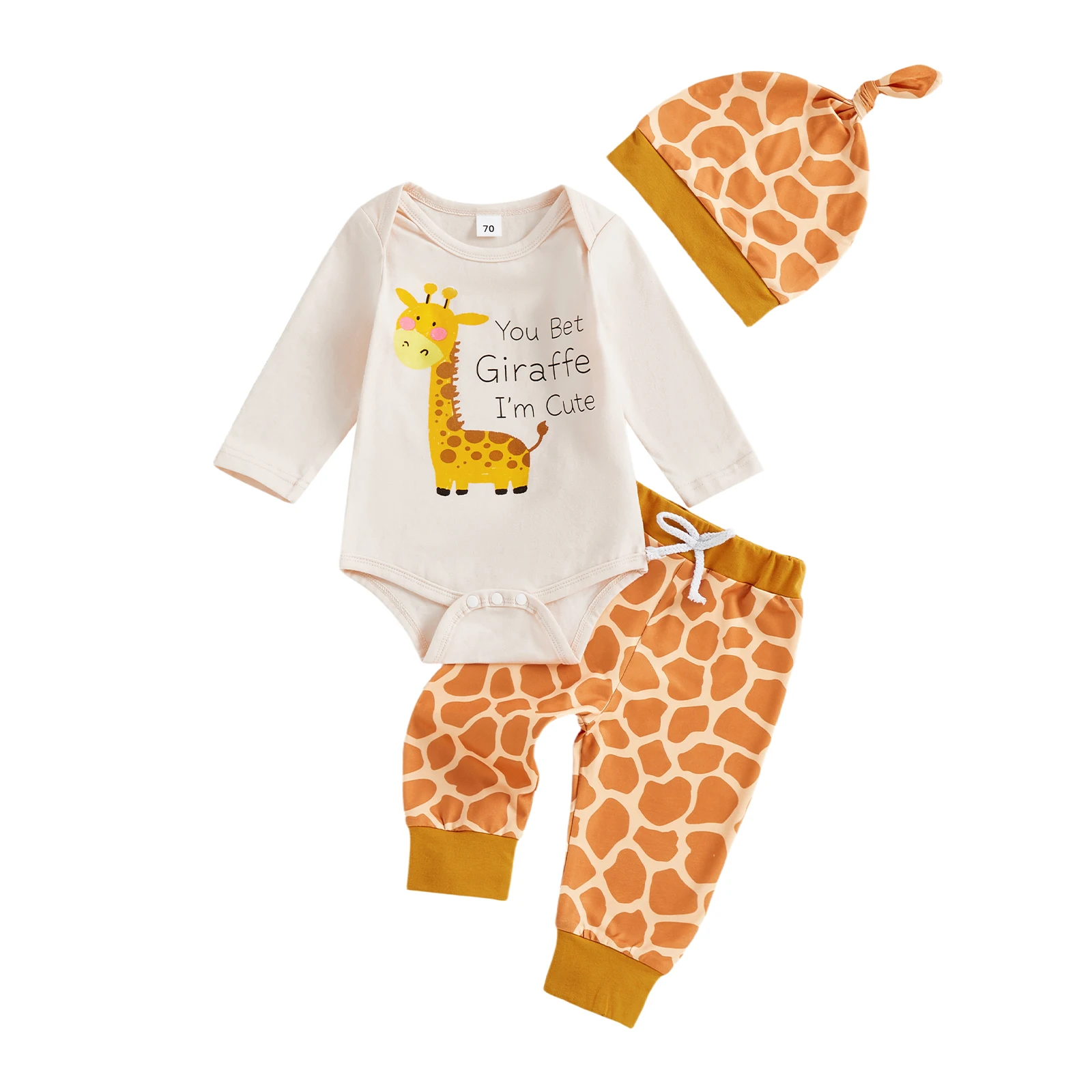 طقم مكون من 3 قطع لحديثي الولادة مع سروال رومبير لطيف بطبعة فيل وقبعة متطابقة - ملابس رائعة للرضع للأطفال الأولاد والبنات #2