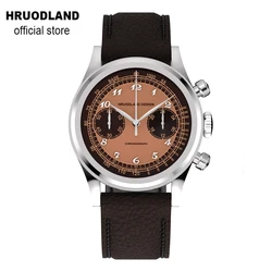 Hruodland Fashion Quartz Chronograph Mens Watches VK64 Sapphire Bubble Glass Leather 316L Stainless Steel Wrist watch for Men