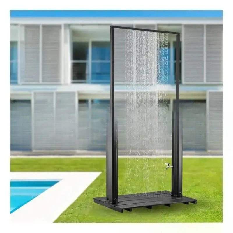 Columna de ducha tipo puerta solar exterior, 40 litros de capacidad negra, disfruta de la ducha para varias personas