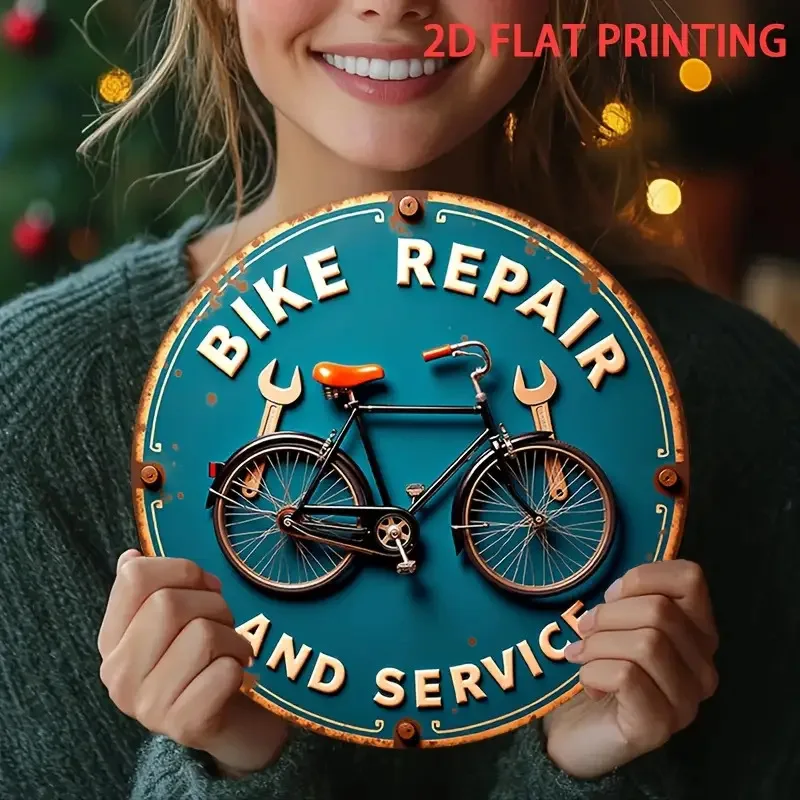 Vintage Fahrrad Metallschild Retro Kunstdekorationsplatte Wandbehang Kunstwerk für Garage Studio Männerhöhle Heimdekoration Einfach zu installieren – Detail 6