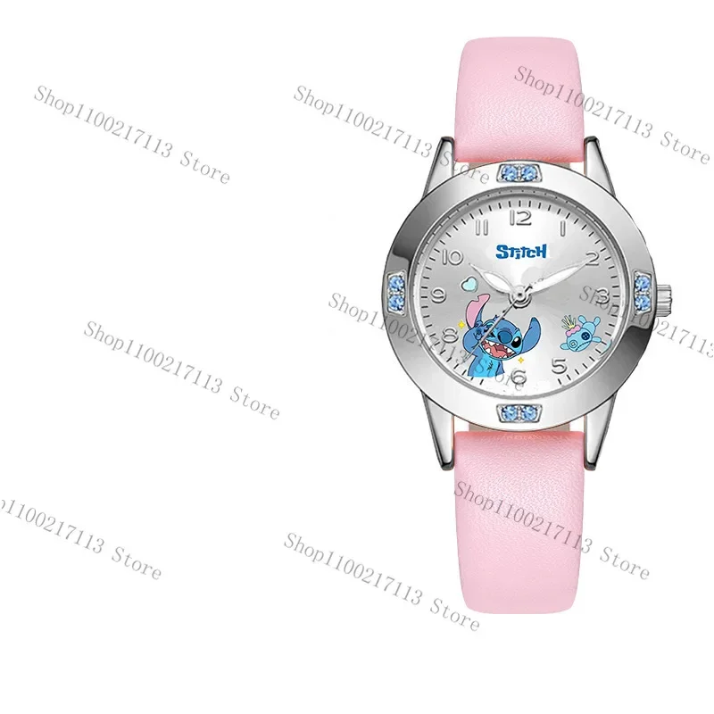 Nieuwe Disney Stitch Kinderhorloges Wijzerplaat Met Diamant Analoog Digitaal Quartz Horloge Pu Band Horloge Jongens Meisjes Speelgoed Verjaardagscadeaus