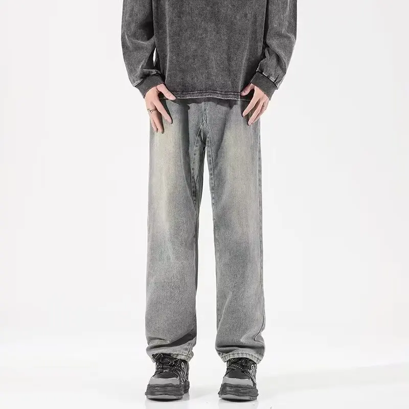 

Jeans Oversize Pendant Lazy Pants Versatile Straight Loose Wide-leg Pants Men Men's Clothing 2000 Y2k Clothes Rhinestones Top