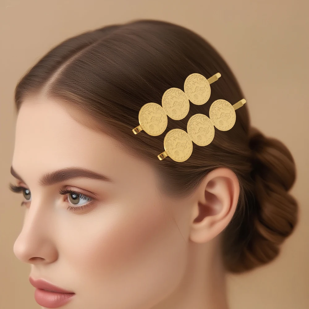 Arabische Münzen, plattiert, Haarschmuck, Paar Damen-Haarnadeln, Naher Osten, Hochzeit, Braut, Festival, Haarnadel-Styling-Zubehör