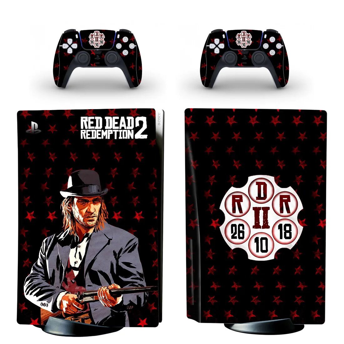 Red Dead Redemption 2 PS5 Disc Skin Sticker Decal Cover for Console and 2 Controllers PS5 Disk Skin Sticker Vinyl