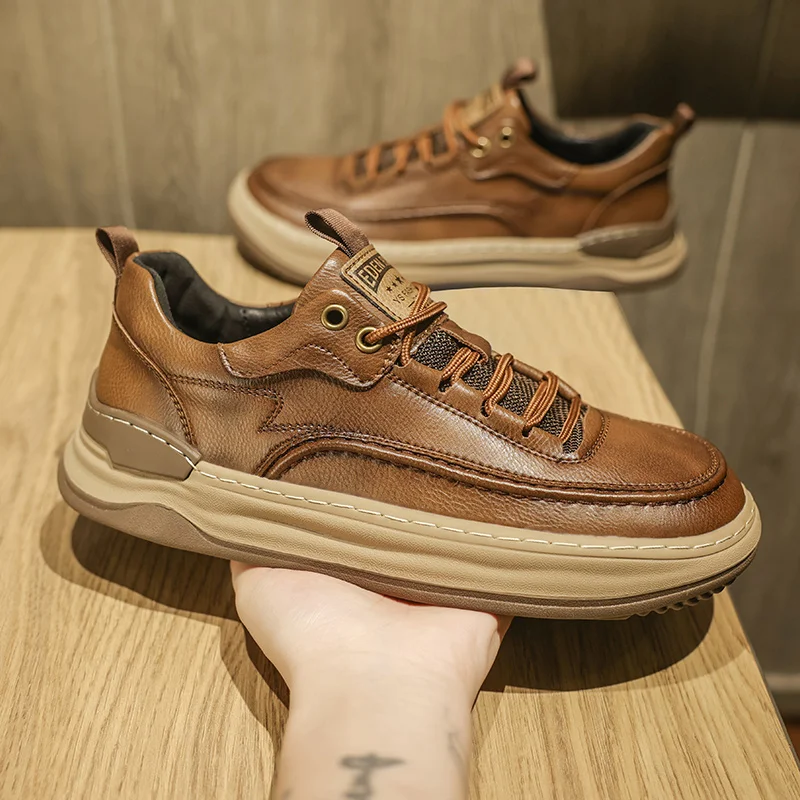 

Autumn new Korean men's shoes, leather casual white shoes, versatile daily board shoes, low top flat low tide shoes