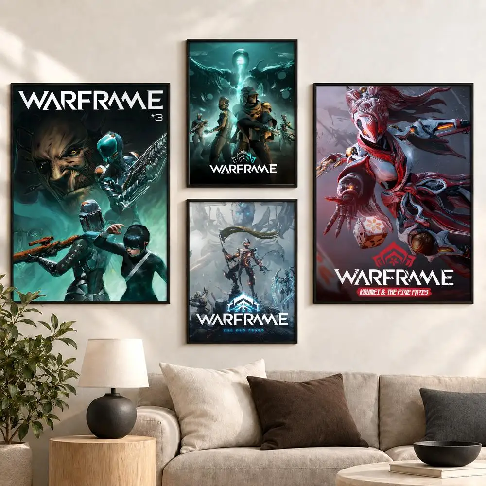 Warframe Sci Fi Action Game Futuristic Space Art Style Poster Aesthetic Art Print for Bedroom & Living Room Decor, Unframed