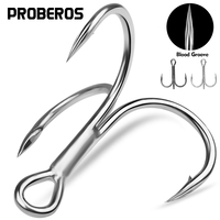 20pcs High Carbon Treble Hooks - Super Sharp, Solid Size 1#-14# Triple Barbed Steel Fishing Lure - Jigging Fishing Hook