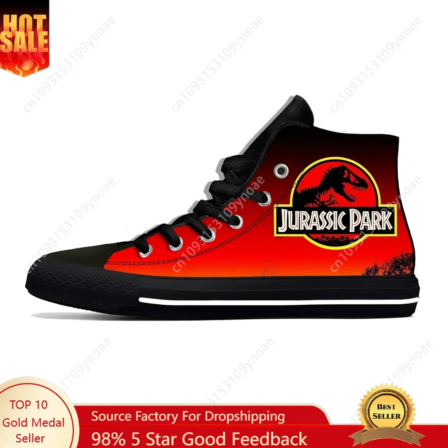 

Park Dinosaur Anime Cartoon Manga Comic Jurassic Casual Cloth Shoes High Top Lightweight Breathable 3D Print Men Women Sneakers