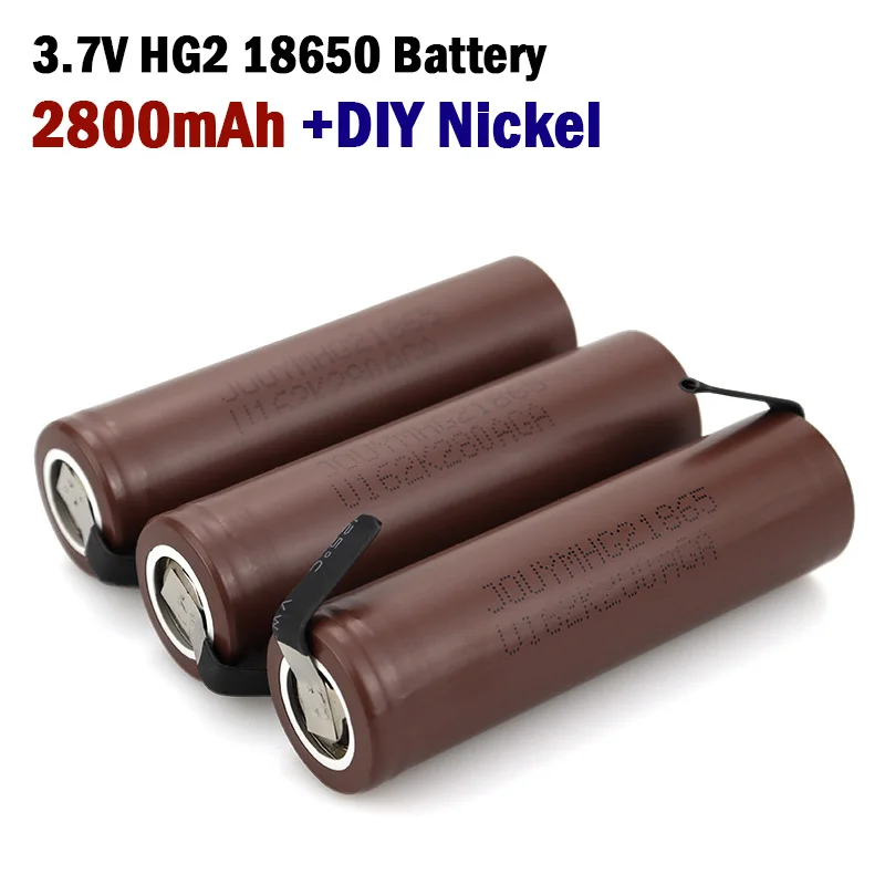 HG2 3.7V 18650 Battery for Screwdriver 18650 Rechargeable Li-ion Batteries High Current Discharge 30A Power Cell(Welding Nickel)