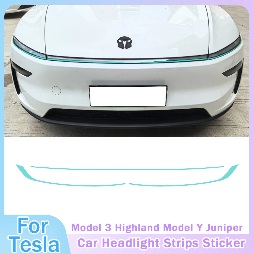 

Наклейки на полосы фар автомобиля для Tesla Model 3 Highland Model Y Juniper 2025, декоративная полоса, пленка для изменения цвета, внешние аксессуары