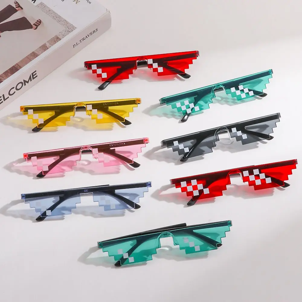 Funny Men & Women Cosplay Shades Pixelated Mosaic Glasses Party Glasses Gamer Robot Sunglasses