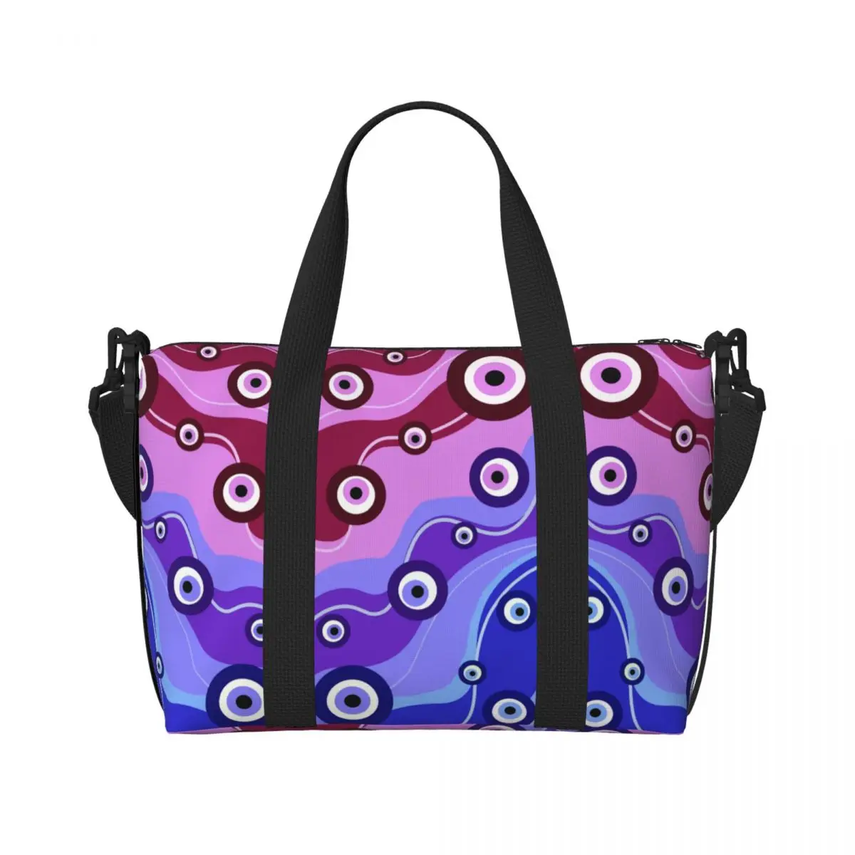 

Custom Evil Eye Nazar Amulet Boho Beach Tote Bag for Women Nazar Large Compartment Gym Beach Travel Bags