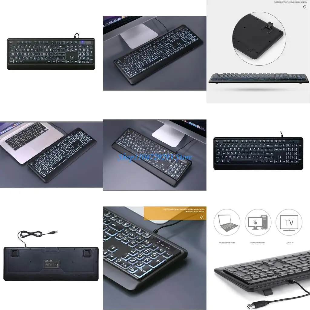 

Y2gd подсветка USB большие печатные клавиатуры легко увидеть клавиши, для всех возрастов 104Keys