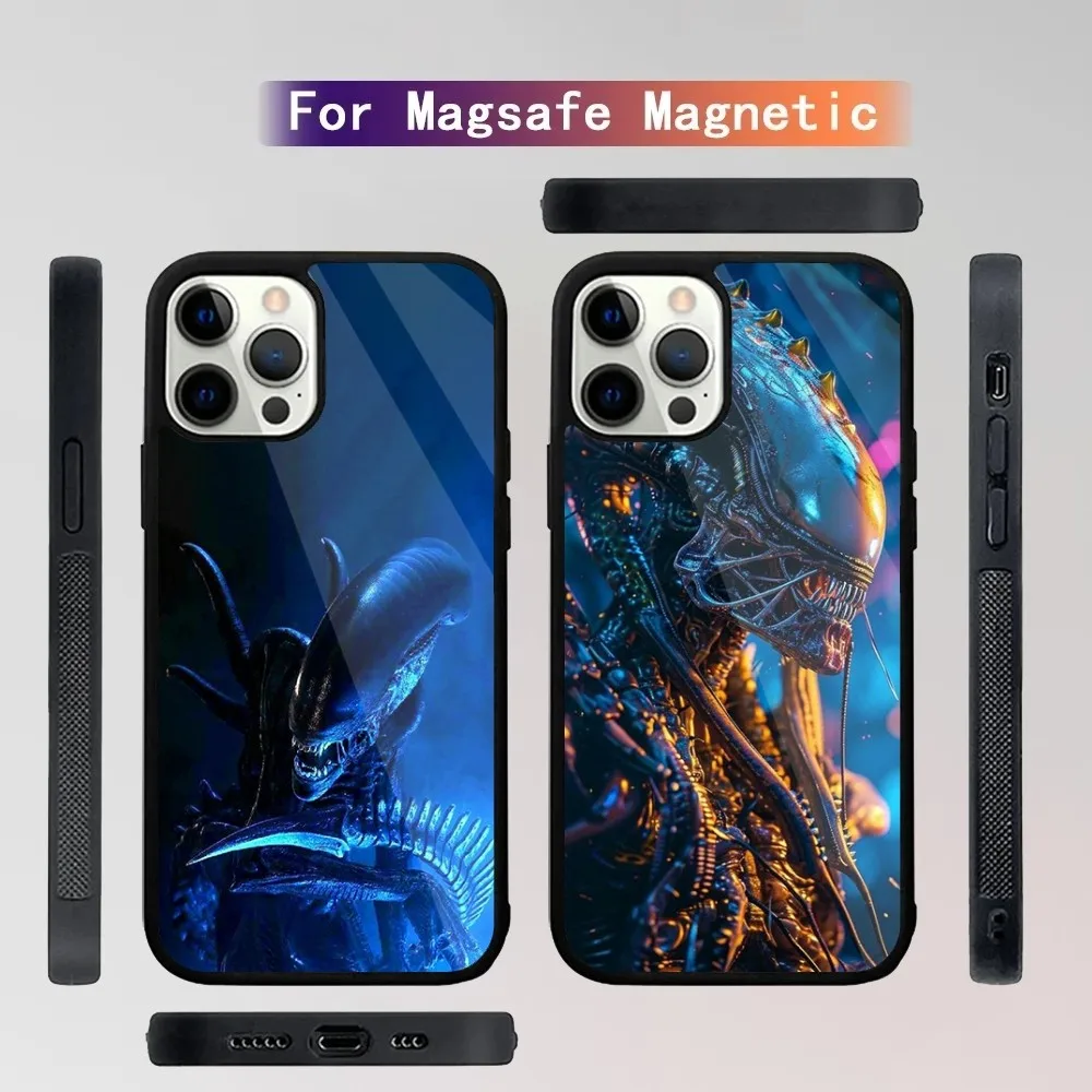 Movie Alien Xenomorph Phone Case For iPhone 15,14,13,12,11,Plus,Pro,Max Mini Magsafe Magnetic Wireless Charging