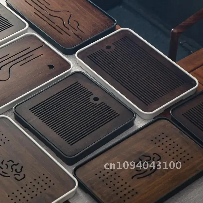 

Tea Bamboo Tray Home Living Room Rectangular Japanese Storage Teaware