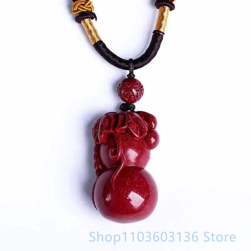 Raw ore purple Cinnabar vermilion sand high content gourd Handcarved production Cinnabar pendant men's and women's Amulet