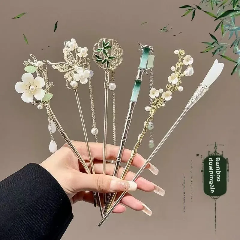 

Заколка для волос с цветком Высококачественная заколка для волос Sense of Temperament All Match Hanfu Son Step Shake Заколка для волос на затылке