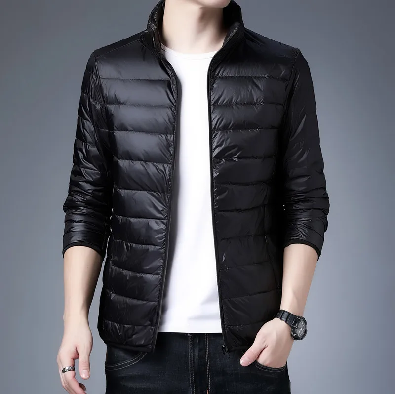 2022 Autumn Winter Classic Casual Lightweight Warm Men Stand Down Jacket Simple Eiderdown Youth Fashion Outdoor Casual Jacket