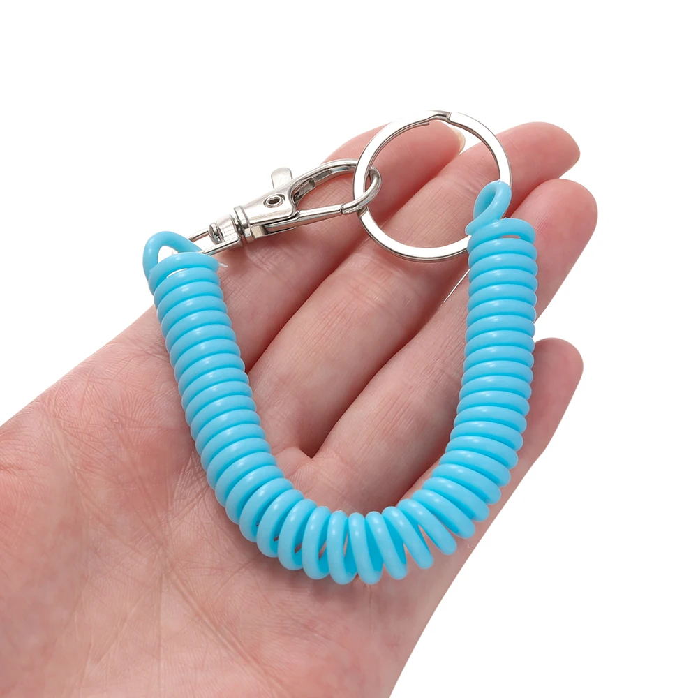 1pc Plastic Stretchy Elastic Retractable Keychain Wrist Spring Coil Spiral Stretch Lanyard Key Chain Keyring Key Holder