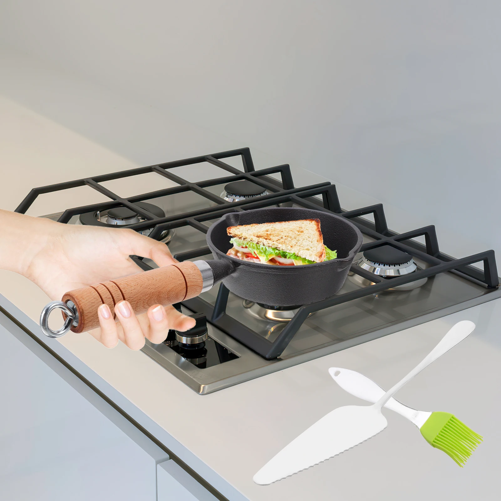 

1Set Nonstick Frying Pan Strong Resistant Long Lasting Smooth Handle Comfortable Grip Kitchen Supply English Muffin Maker