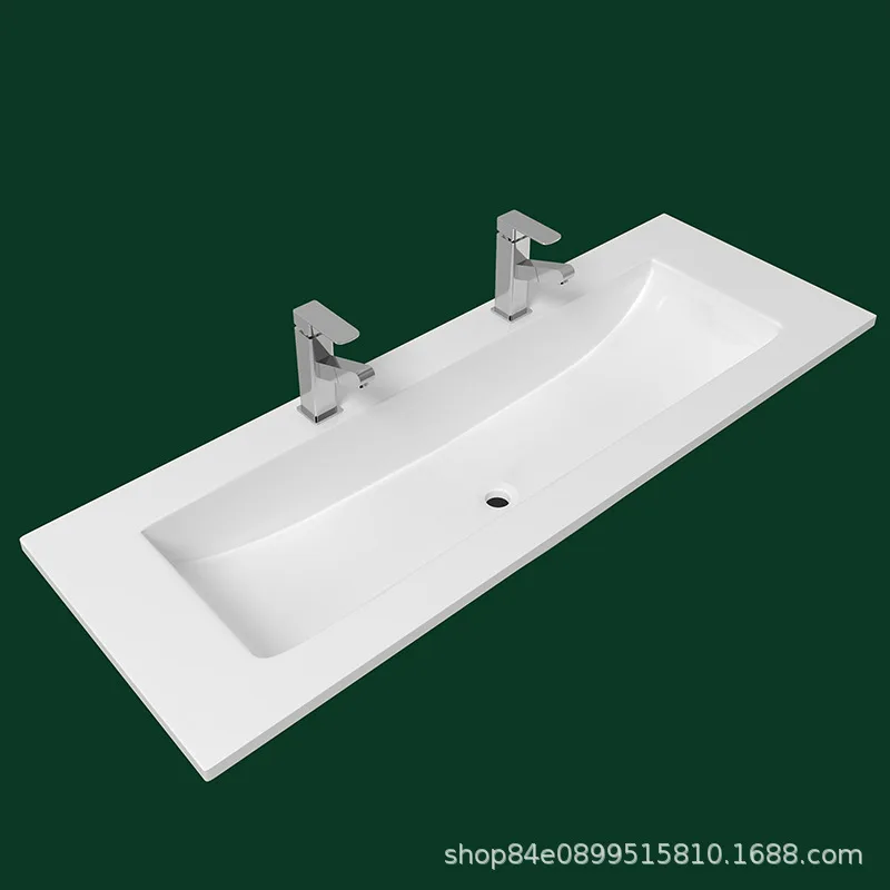 

Ceramic integrated basin Washbasin Bathroom cabinet Washbasin Thin edge Large basin Washtable Double faucet hole Countertop
