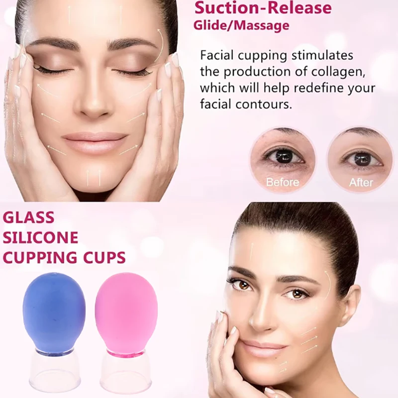 Silicone Face Massager Vacuum Eye Skin Face Lifting Facial Cups Anti Cellulite Jar Anti-Wrinkle Cupping Therapy Beauty Tool