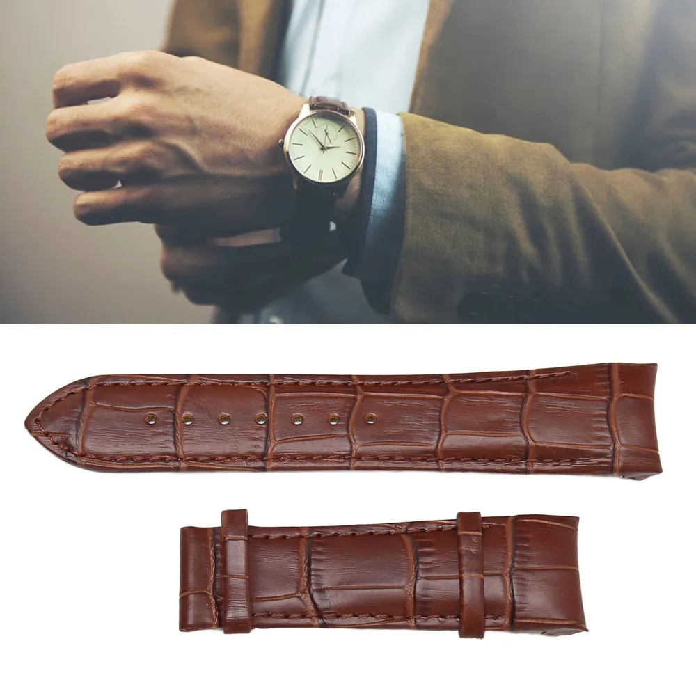 Thickness Brown Leather Watch Straps Leather Max Wrist 8in Leather Wristwatch Band Watch Band Strap for Women