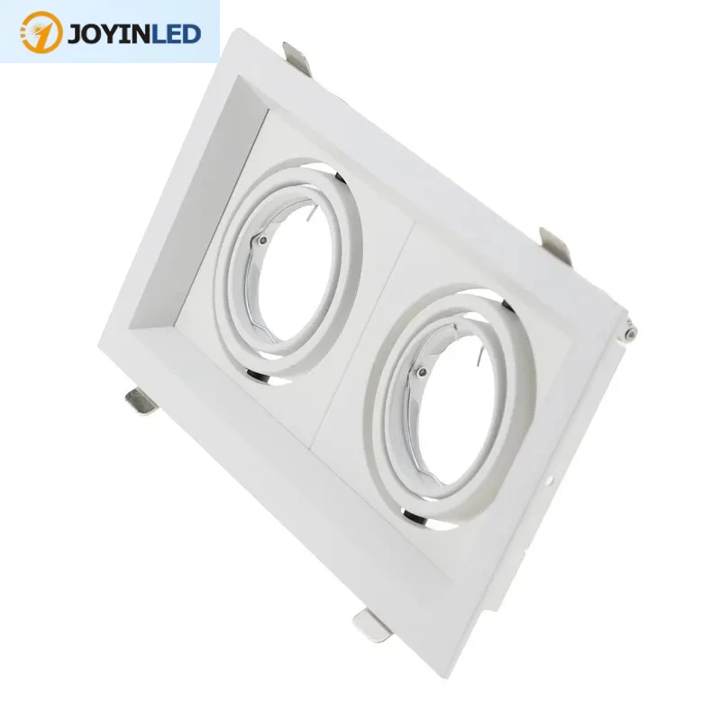 

Adjustable Square Double Ring Led Ceiling Downlights Recessed GU10 MR16 Bulb Socket Base Spot Lamps Holder Frame Bracket Fitting