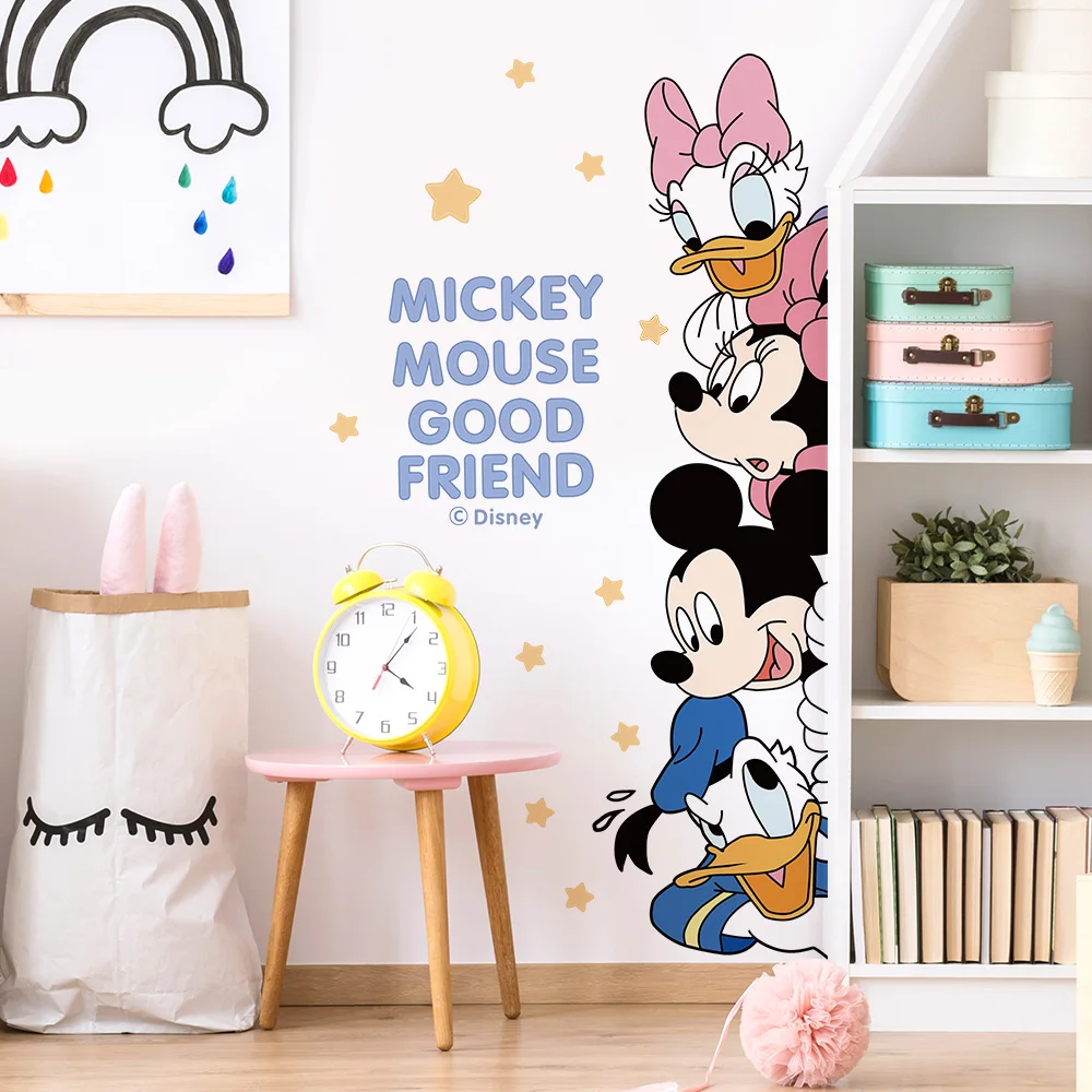 Mickey and Donald Duck Wall Stickers For Kids Rooms Child Bedroom Wardrobe Wall Decoration Self-adhesive Vinyl Sticker Wallpaper