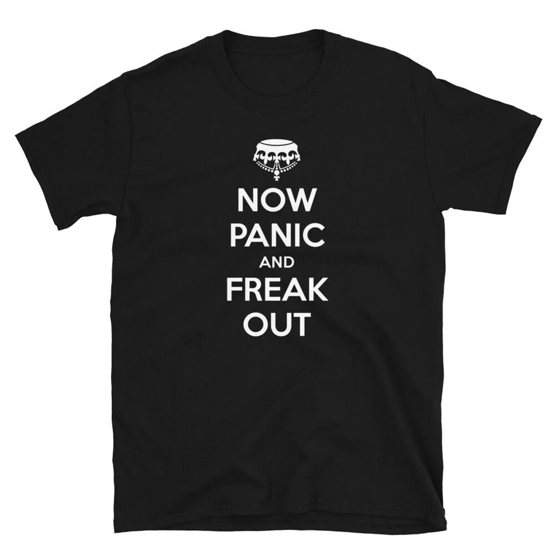 

Забавная хипстерская футболка унисекс с короткими рукавами Keep Calm Now Panic and Freak Out