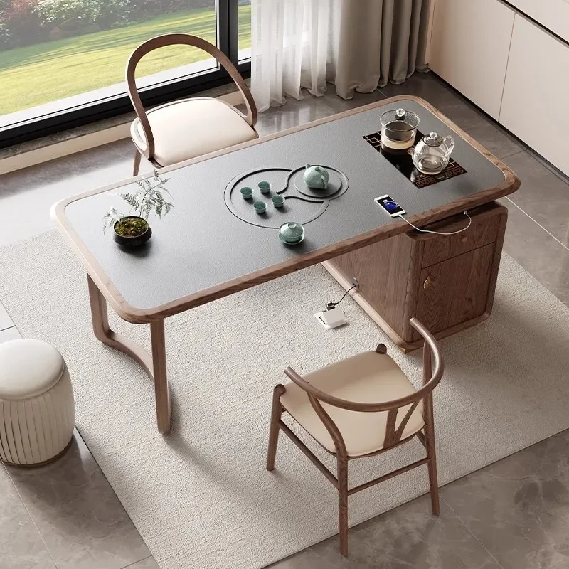 

New Chinese style solid wood living room home and chair combination modern simple