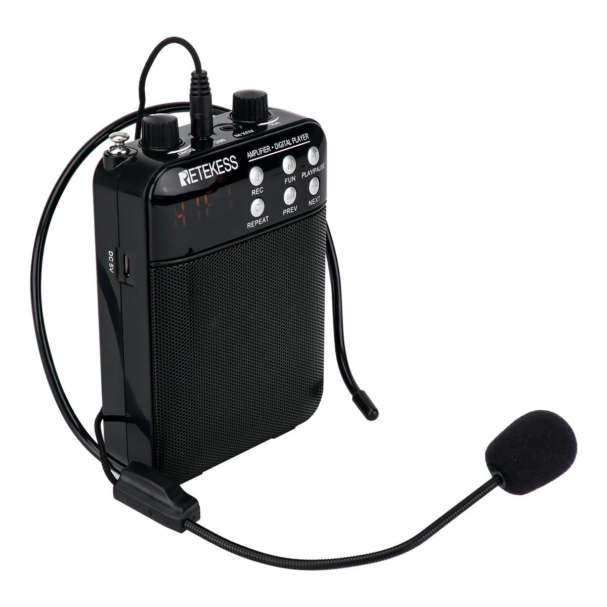 AU47-RETEKESS TR619 Megaphone FM Recording Voice Amplifier Teacher Microphone Speaker with USB TF Card Socket AUX in