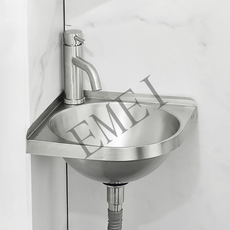 Stainless steel wash basin household triangular thickened bathroom kitchen small