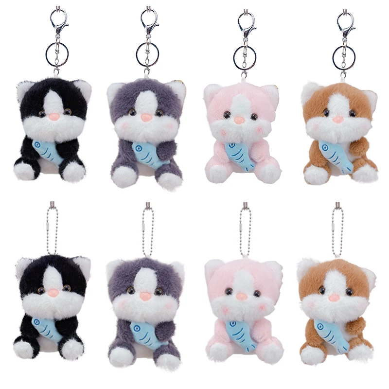 Porte-clés chaton en peluche créatif, mignon chat de dessin animé, joli sac à dos, pendentif, décoration suspendue, porte-clés de voiture, cadeaux