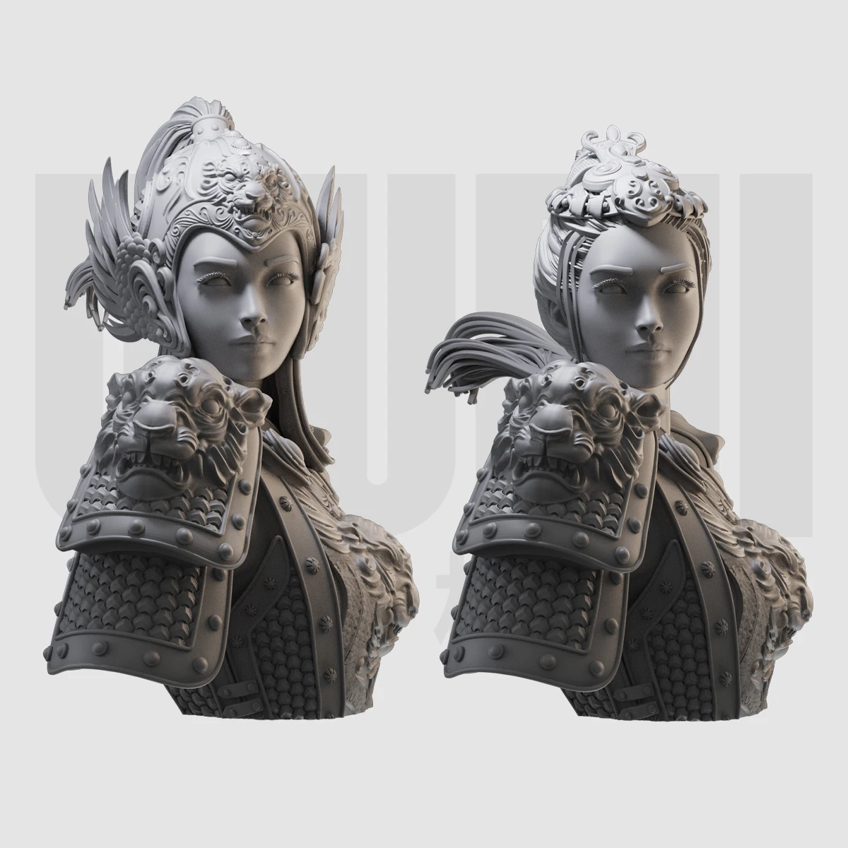 

1/10 Chinese style 451 female general bust armor female handsome resin white mold GK figure model