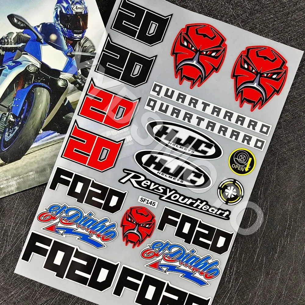 Reflective Motorcycle Stickers For Yamaha Racing Team Rider No. 20 Fabio Quartararo Vinyl Waterproof Decals For ScorpionEXO HJC