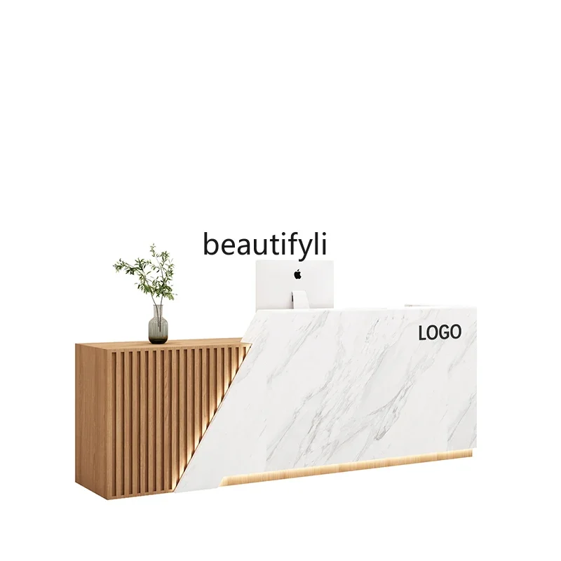 

Chinese style checkout page Small clothing store Bar counter Imitation marble Simple company Reception desk