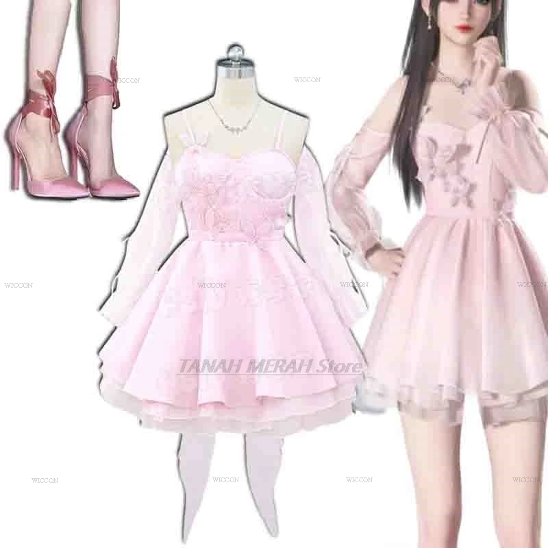 

Love And DeepSpace Mc Outfit Protagonist Dress Pink Outfit Game Dating Costume Cosplay Clothes Couple Halloween Party Skirt