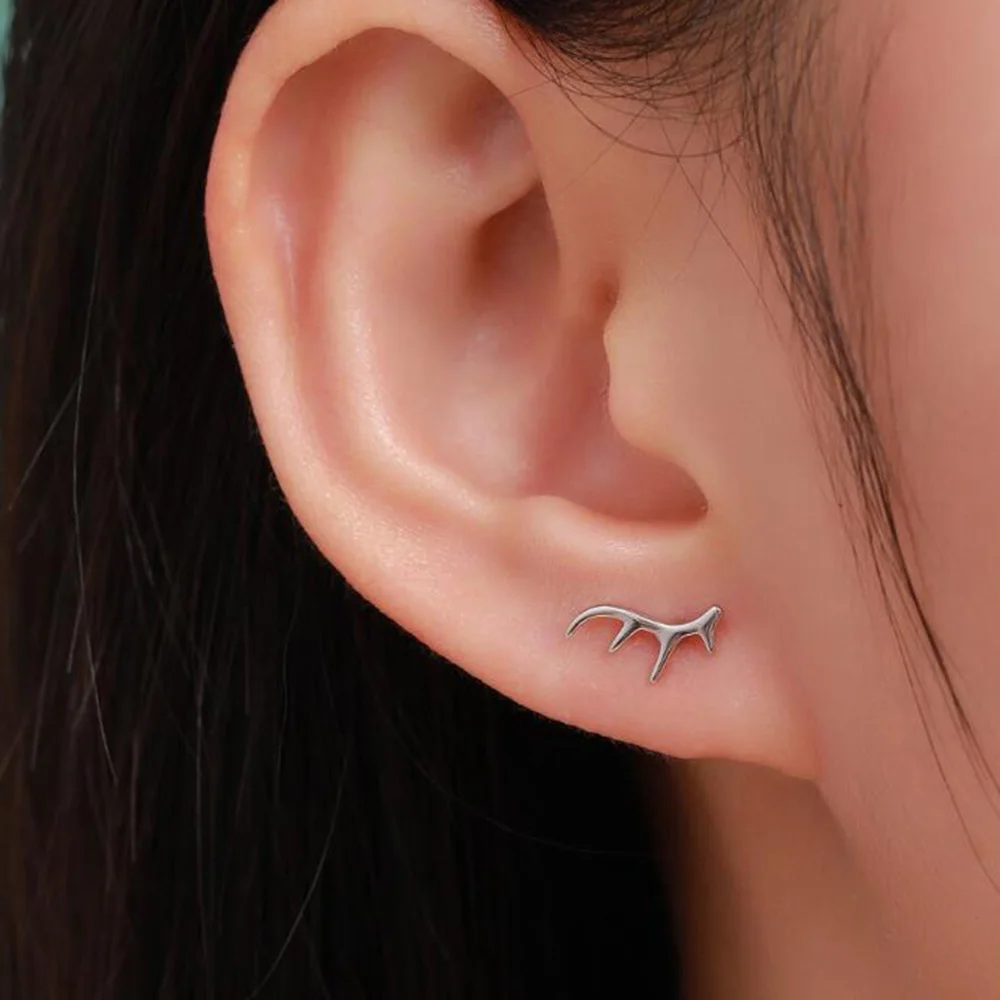 

Stag Deer Antler Stud Earrings in Silver - Cute, Fun, Whimsical and Pretty Jewellery
