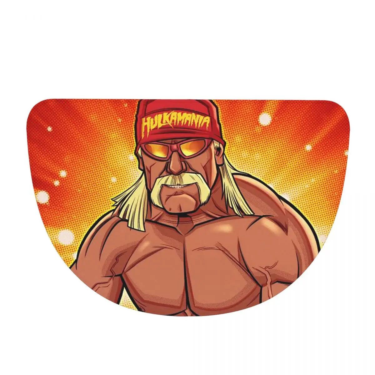 Hulk Hogan Hulkamania Soft Flannel Half Round Doormat Non Slip Bathroom Mat Absorbent Floor Carpet for Laundry Room Bathroom