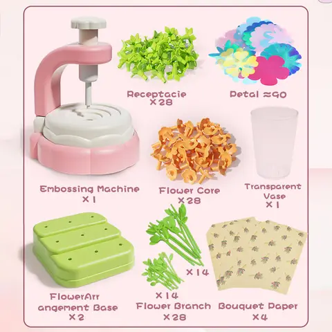 DIY-pysselset för blomtillverkning handgjord bukett simulerade blommor födelsedagspresentset för flickor konstpysselleksaker 12 best sales blommaleksak - №6