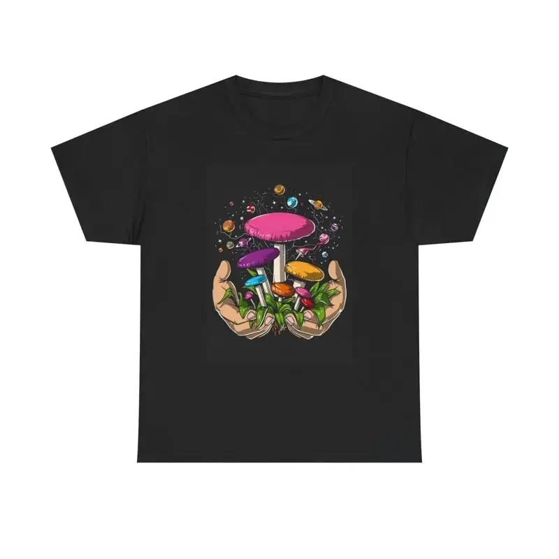 Mushroom Hands T Shirt 70S Trippy Neon Groovy Heavy Cotton
