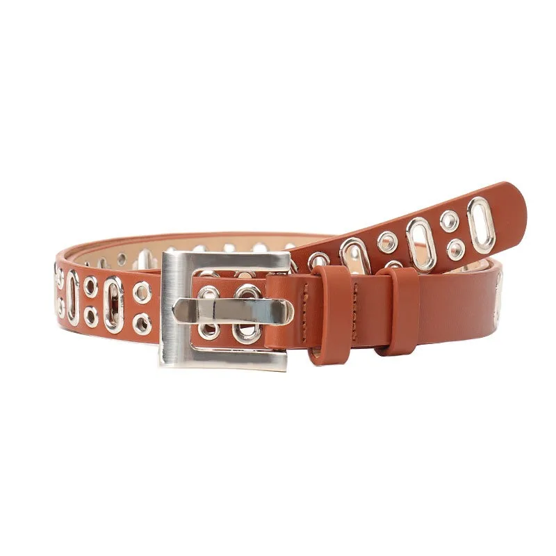 ZLY 2024 New Fashion Belt Women Men 110CM Luxury PU Leather Material Silver Metal Pin Buckle Versatile Punk Style Casual Belt