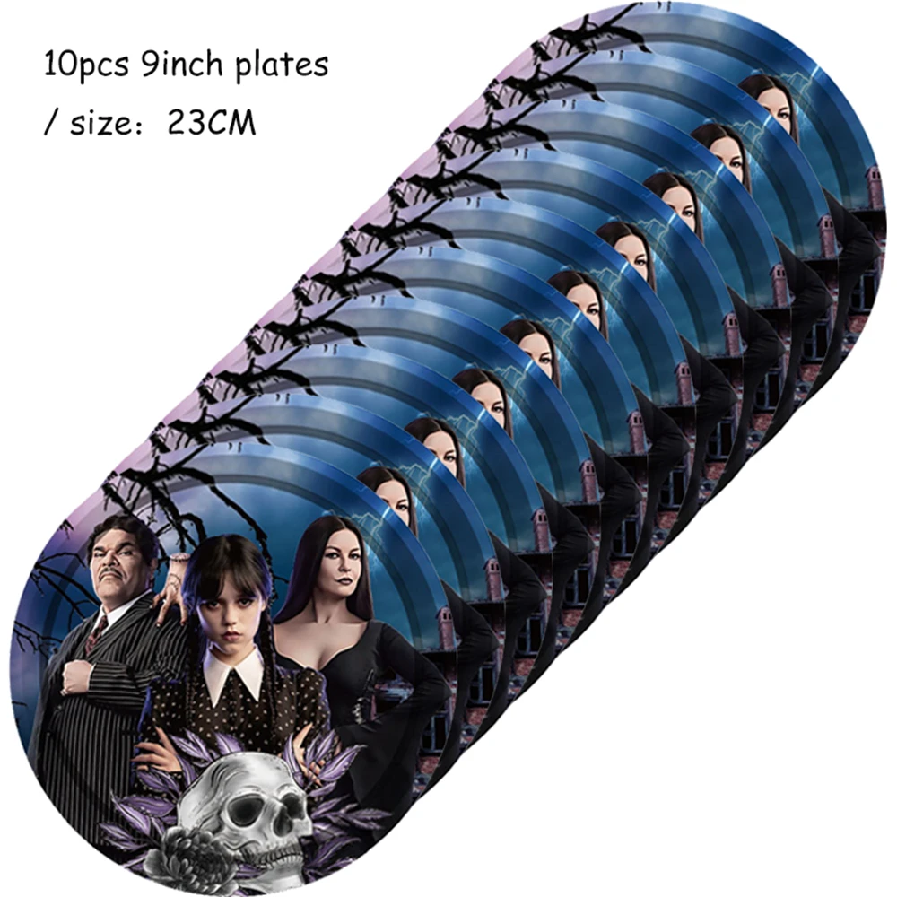 Wednesday Addams Birthday Party Decoration Wednesday Addams Birthday Party Invites Paper Cup Plates Balloon Girls Event Supplies