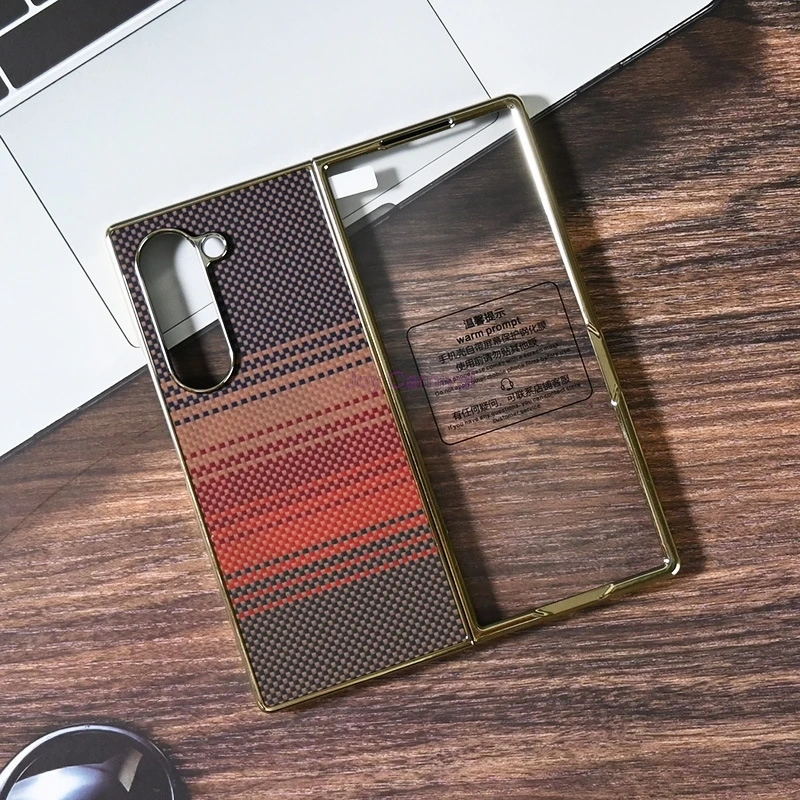 حافظة كيفلر لهاتف سامسونج جالاكسي Z فولد 7 مطلية بالكهرباء من ألياف الكربون مع واقي من الزجاج المقسى رفيع للغاية وخفيف الوزن #5