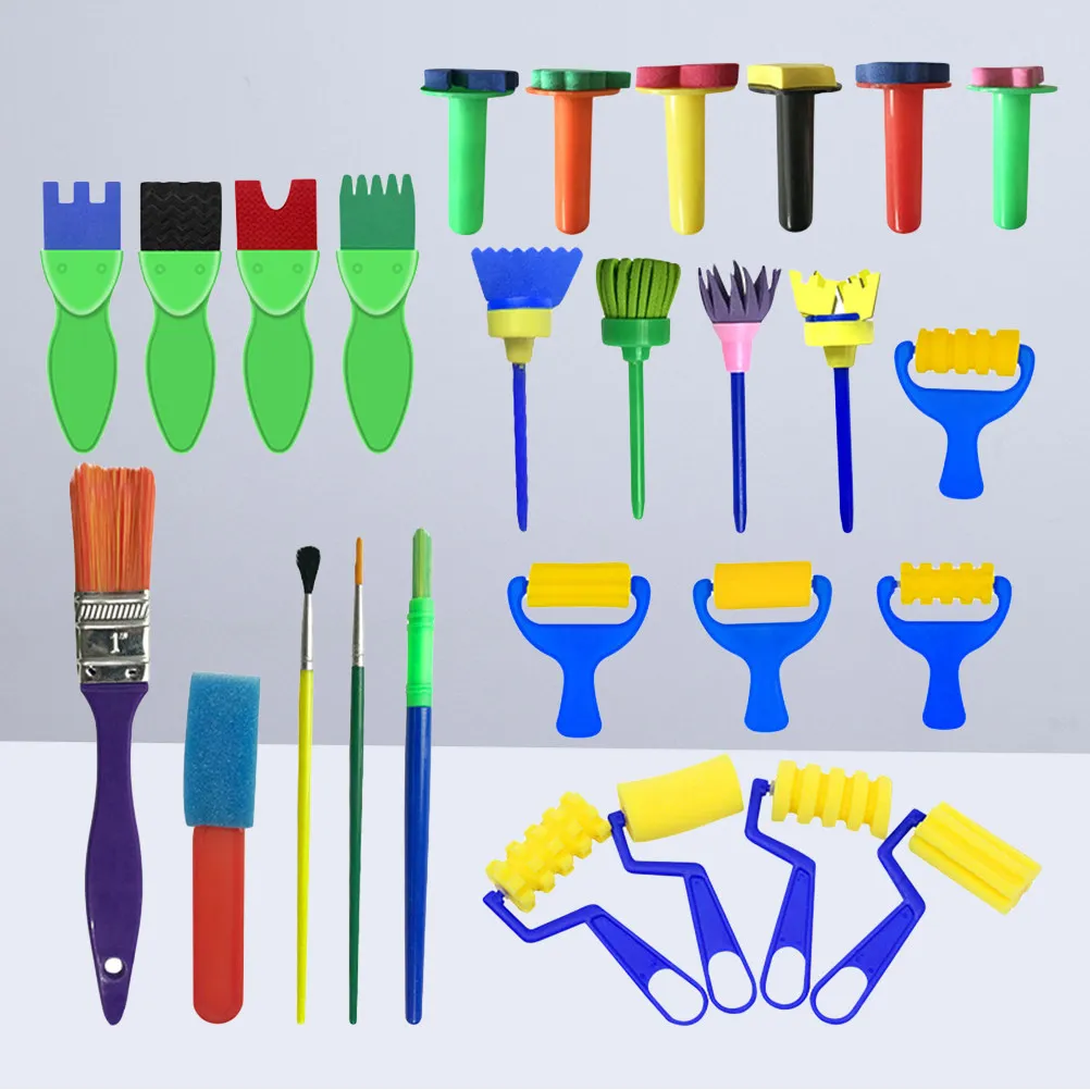 27pcs-kids-art-painting-sponge-brush-set-safe-non-toxic-soft-sponge-tips-easy-clean-reusable-for-creative-graffiti-early